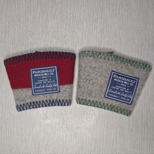 Gray and Red Wool Cup Sleeves - Pack of 2